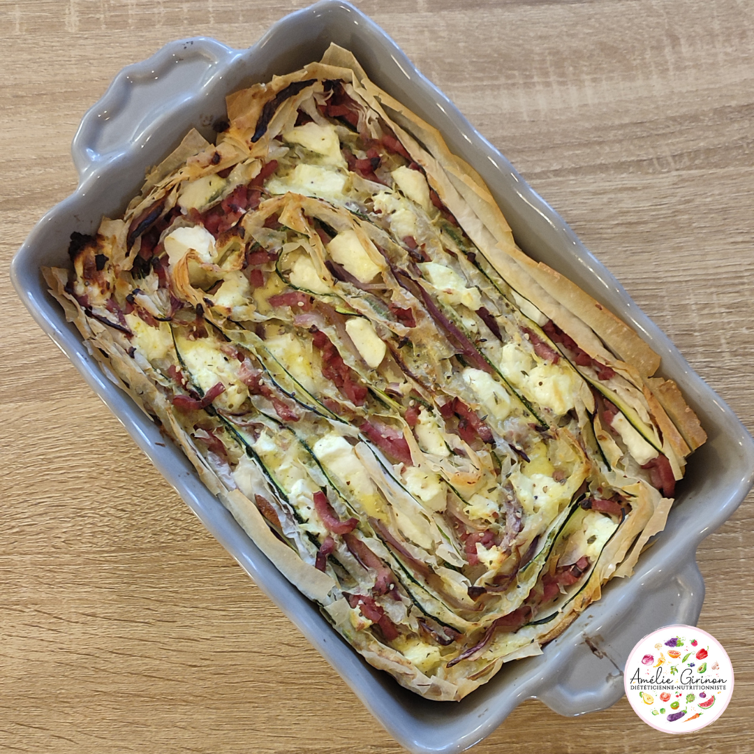 Tarte filo Courgettes, Bacon, Chèvre